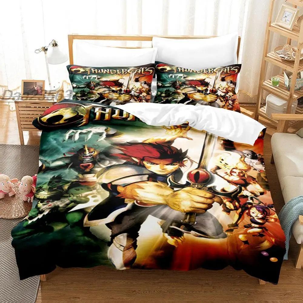 Thundercats Bettwäscheset Einzelbett Twin Full Queen King Size Bettset Aldult Junge Schlafzimmer Bettbezugsets 3D-Druck Anime Bettlaken-Set