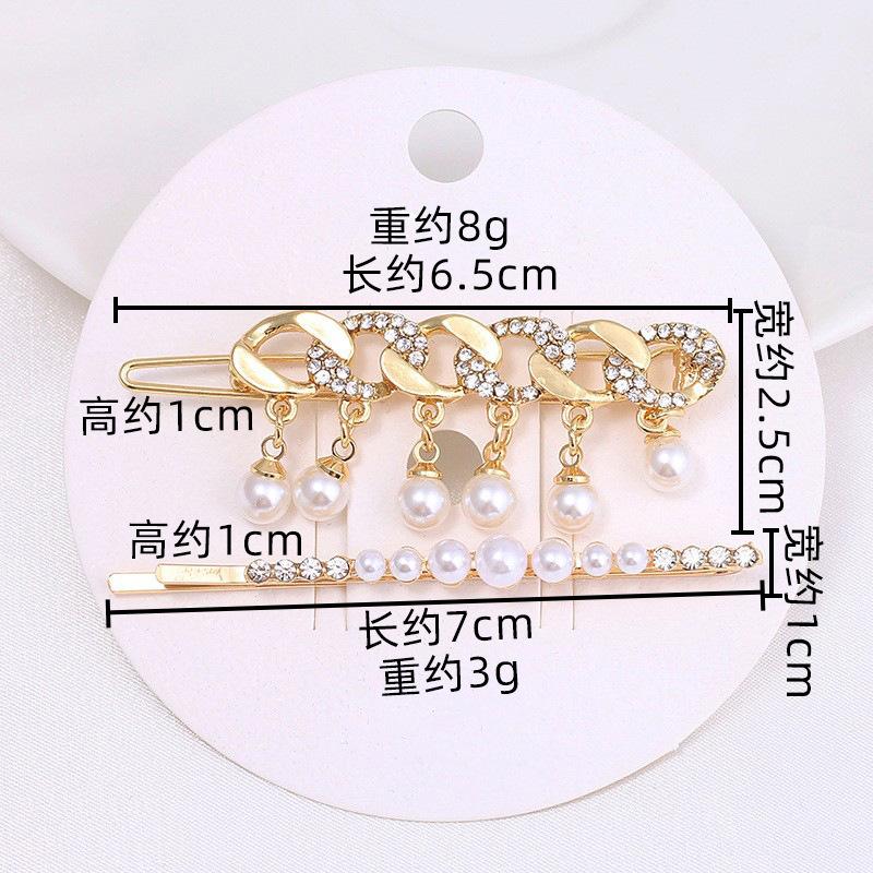 Women'S Alloy Inlaid Imitation Pearl Duck Clip Women'S Bangs Broken Hair Edge Clip Hairpin Set Hairpin Hair Accessories