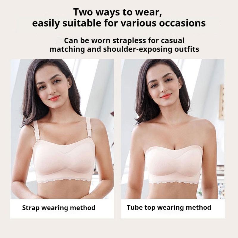 Strapless Bra Plus Size Push-up Non-slip Underwear for Large Breasts Thin Tube Top Chest Wrap Invisible Breast Stickers