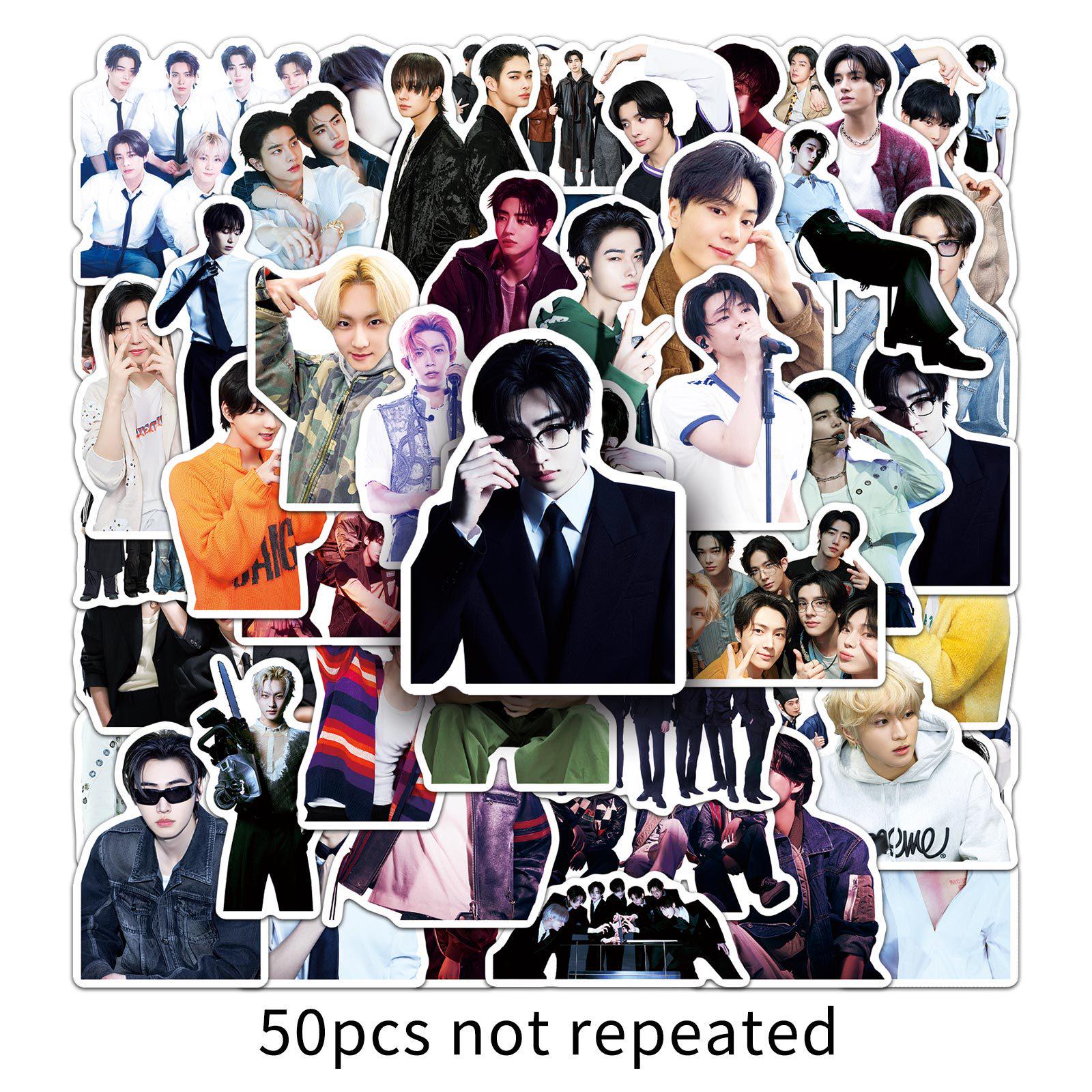 

50 листов наклеек Enhypen: Водонепроницаемое украшение для мобильных телефонов, стаканов для воды и ежедневников с изображением певцов корейской бойз-группы.