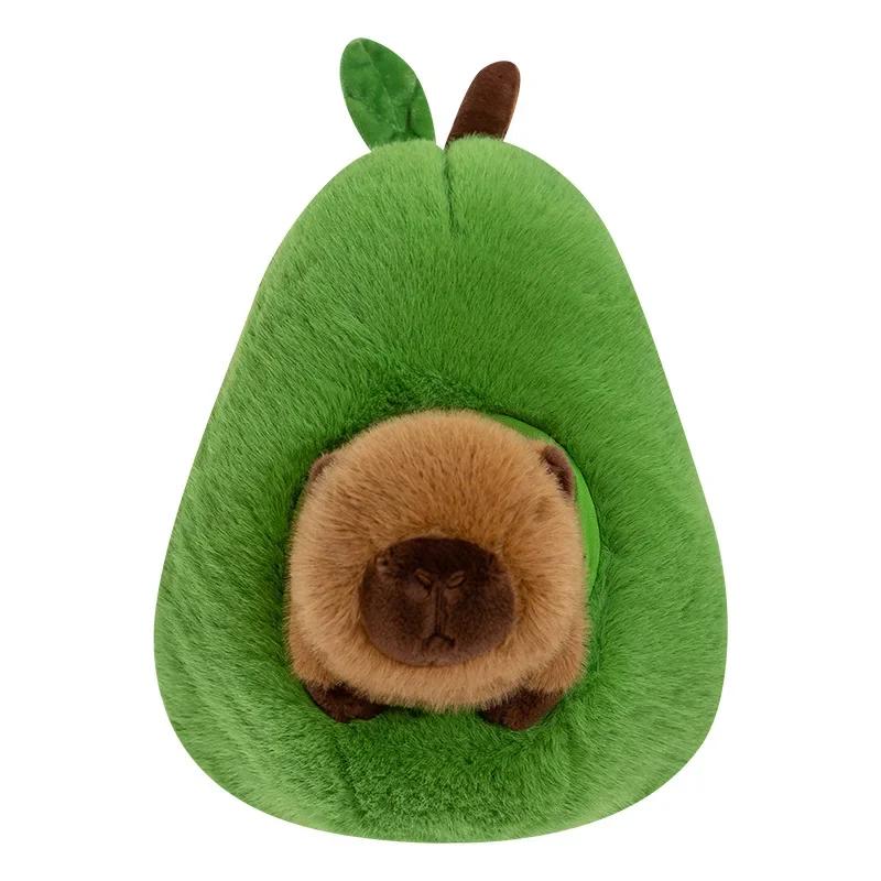 35cm Hut Plush Capibala Doll Soft Animal Avocado Mouse Plush Toys Avocado Doll Children's and Girls' Gift Capybara Pillow