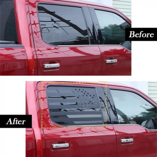 2x US Flag Rear Window Trim Stickers Decal Cover for Ford F150 2015+ Accessories