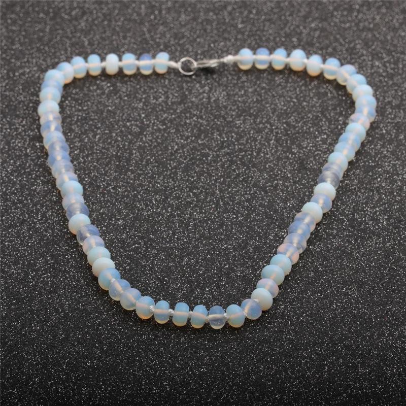 Natural stone necklace, Crystal agate, rainbow stone necklace, 5 * 8mm, abacus knotted necklace