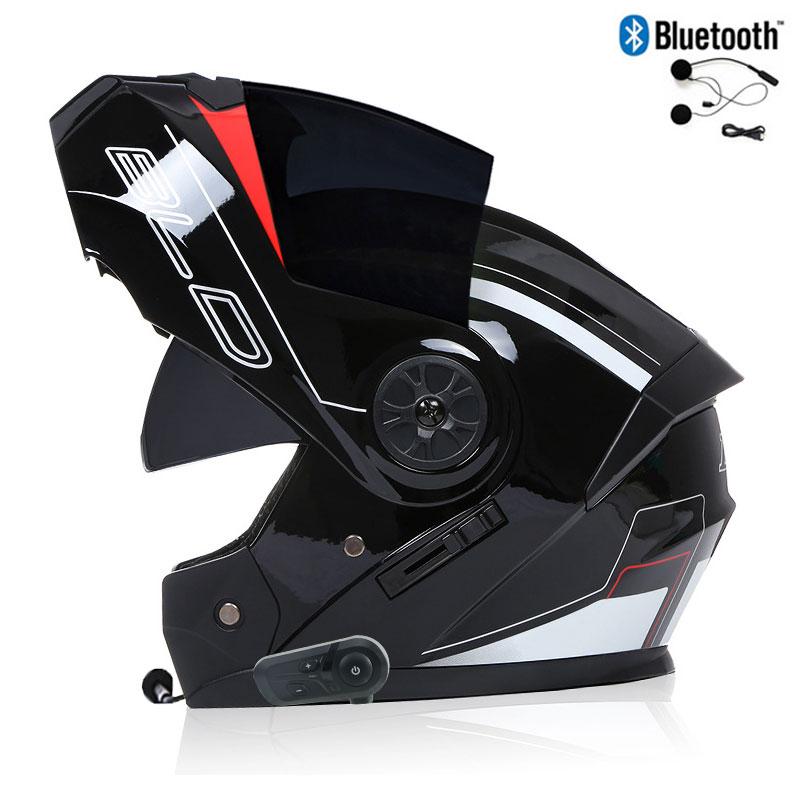 Bluetooth Men's Motorcycle Helmets Full Face Casco for Motorcycles Man Motocross Kask Flip up Casque De Moto  DOT Certified BLD