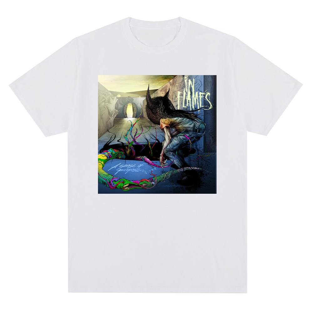 In Flames Metal Music Pattern Printed T-shirt Oversized Tops  New Harajuku Casual Short Sleeve T Shirt Unisex Clothing