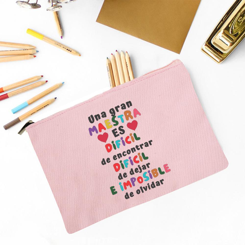 Spanish Printed Makeup Bag Female Travel Neceser Cosmetic Pouch Travel Toiletry Organizer School Pencil Bags Gifts for Teacher