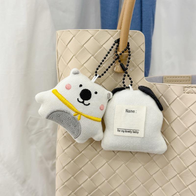 1 Pcs Cartoon Plush Foll Bear Puppy Doll Fabric Pendant Student School Bag Pendant Keychain Decoration