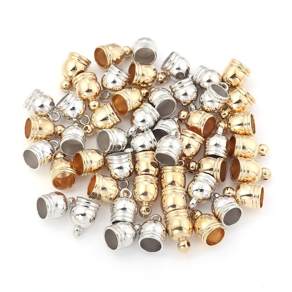 30-100pcs/lot CCB Tassel Beads Caps KC Gold Leather Rope End Tip Caps Beads For DIY Charms Bracelet Necklace Jewelry Accessories