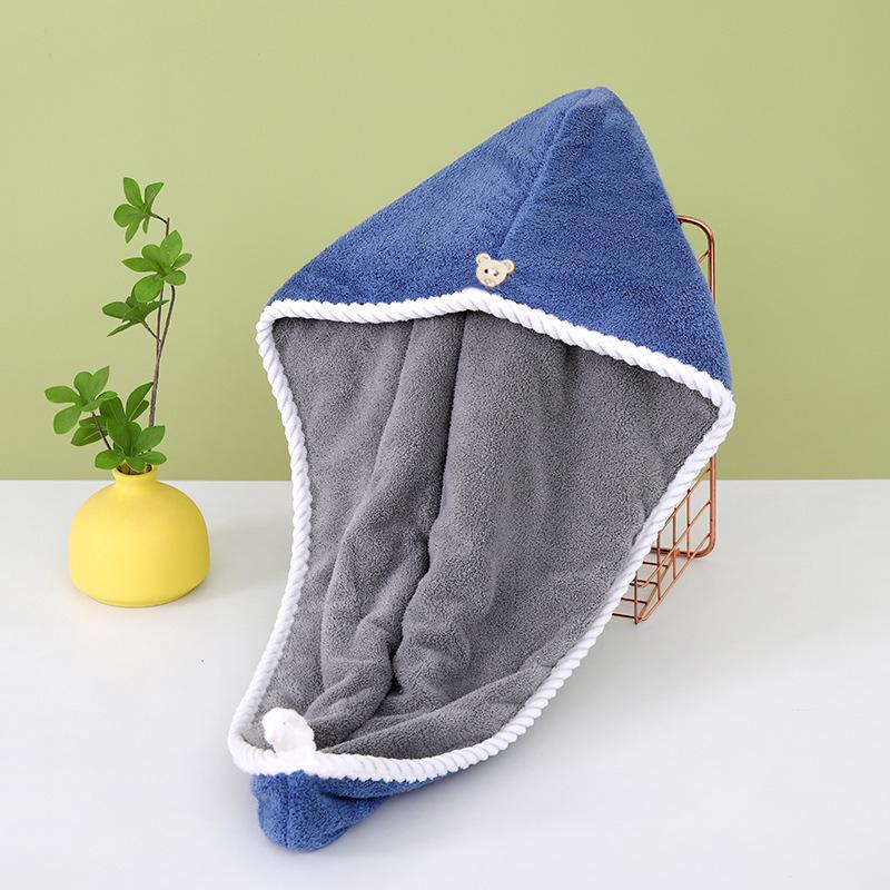 

Женская двухслойная быстросохнущая шапочка для волос: Суперабсорбент, не выпадает волос, не продувается, идеально подходит для студентов 25*60cm Double Layer Upgraded синий/серый