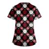 Women's Fashion V-Neck Short-Sleeved Workwear With Pockets Christmas Print Top Caregiver Uniform
