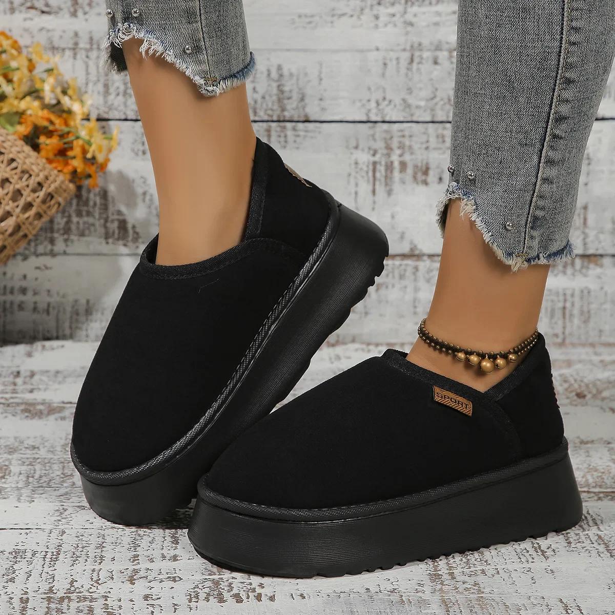 

Fashion Winter keep warm Boots Fashion Women s Snow Warm Suede Warm Inner Plush Fashion Thick Bottom Women s Flat Bottom Boots 36 чёрный