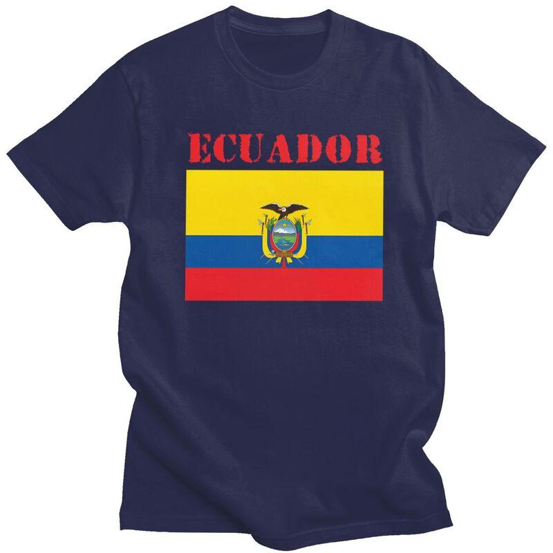 Individuelles Ecuador Flagge T-Shirt für Herren Reines Baumwoll-T-Shirt Lässige T-Shirts Kurzarm-T-Shirt Kleidung Geschenk