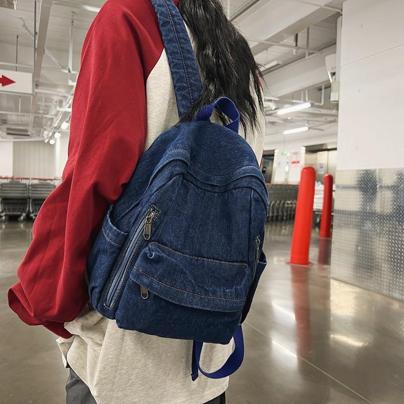 Washed Canvas Schoolbag Girl High School Student Travel Backpack