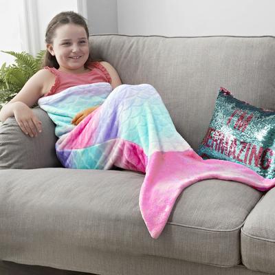 Ins Popular Shark Blanket Mermaid Children'S Sleeping Bag Blanket Mermaid Tail Double-Layer Flannel
