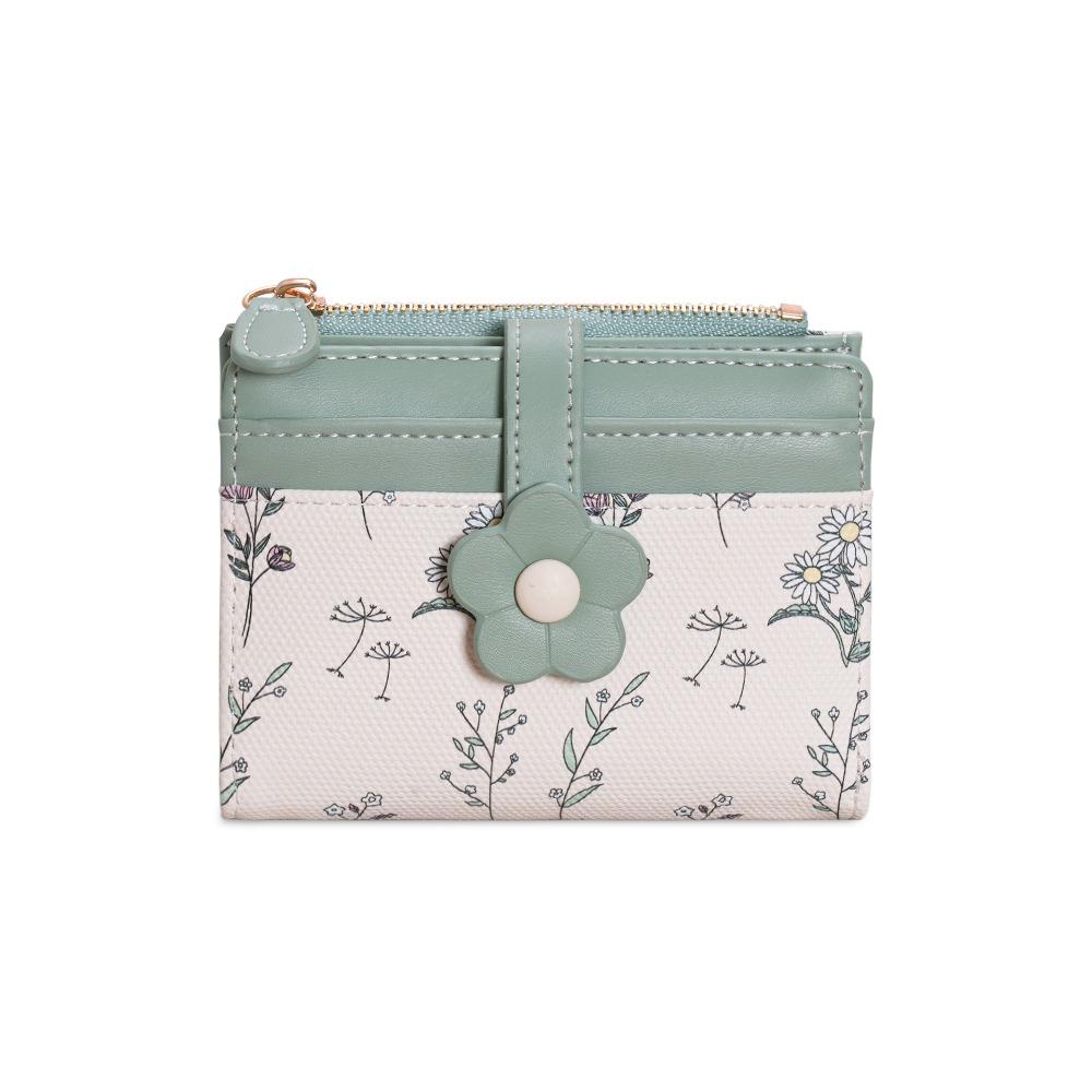Korean Style PU Leather Card Holder Floral Folding Card Bag Retro Flower Short Wallet  Women