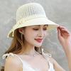 Foldable Korean Style Summer Sun Hat - Women's Round Face Beach Straw Bucket/Fisherman Hat