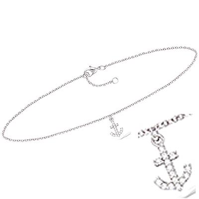 [Q8219] - Silberne Fußkette 'Marine Anchor' silber-weiß (rhodiniert) - 25 cm Anker 8x7 mm