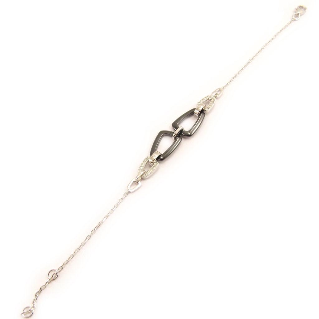 Les Trésors De Lily [L4623] - Silver Bracelet 'Sissi' Black White Silver (rhodium-plated) - 50x10 Mm