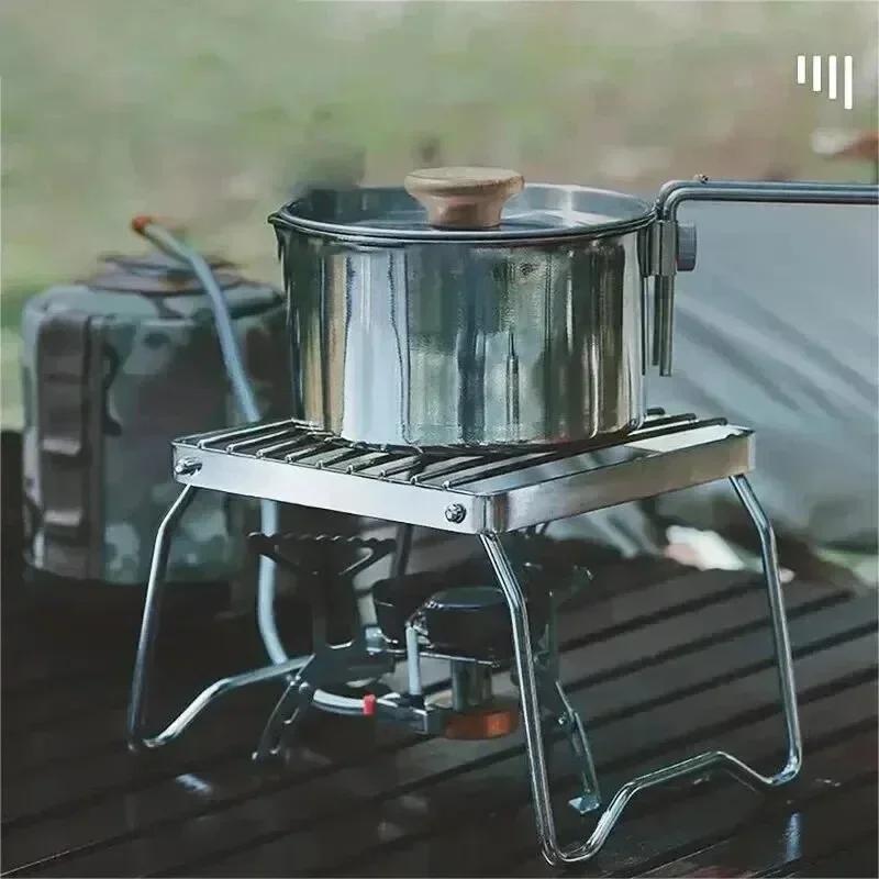 1PCS Outdoor Stainless Steel Stove Holder Camping Portable Folding Mini Barbecue Rack Pot Holder Baking Tray Holder