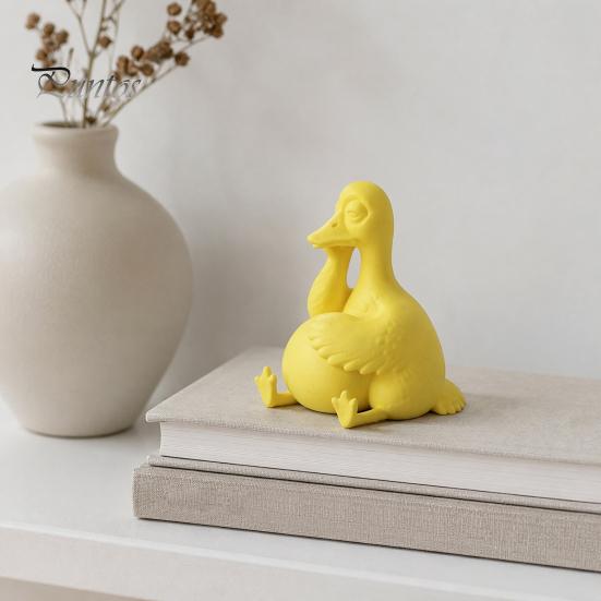 Funny Gifts for Colleagues Daydreaming Duck Figurine, Minimalist Holding An Egg Sculpture, Resin Matte Statues Animal Statue, Creative Desktop