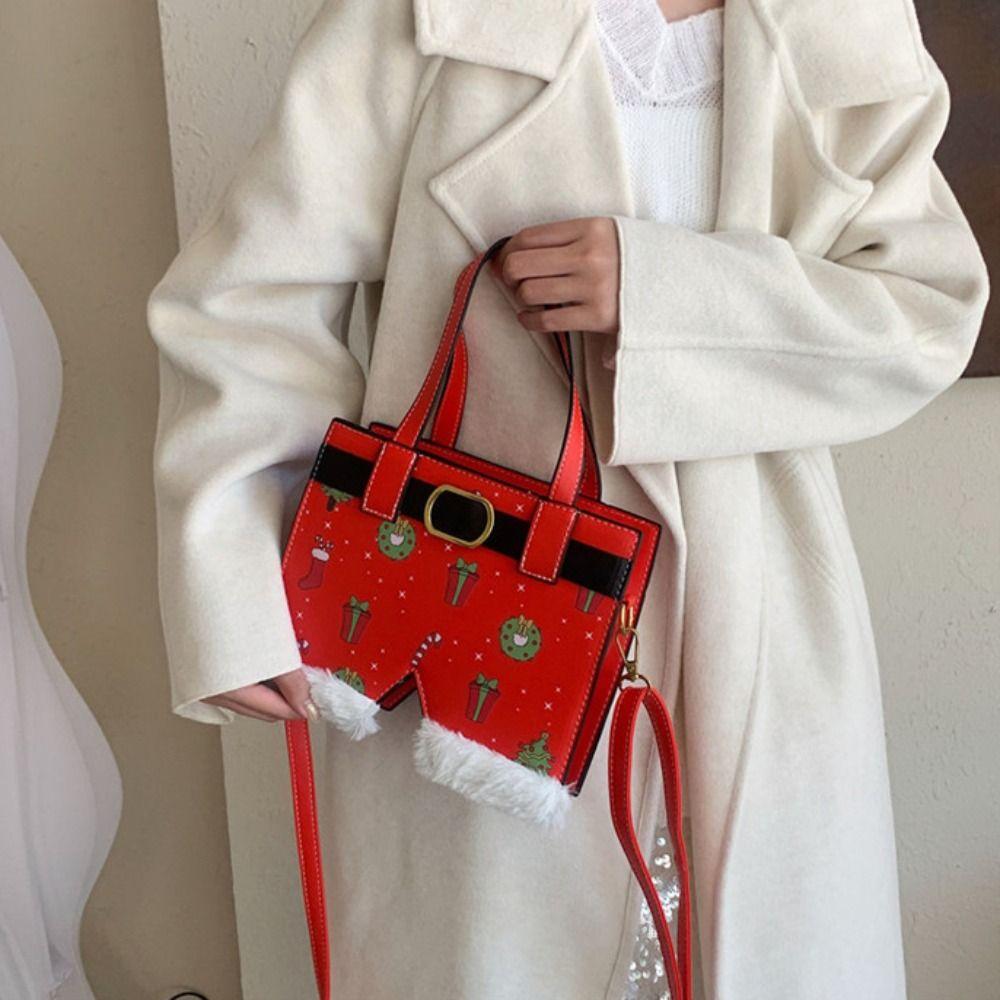 

Plush Xmas Messenger Bags Creative Handbag Women Trendy Leather Purse Bag New Years Style 1