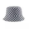 Chessboard Hat Plaid Sun Protection Bucket Hat Trendy Brand Female Hip Hop Street Black and White Folding Sun Hat