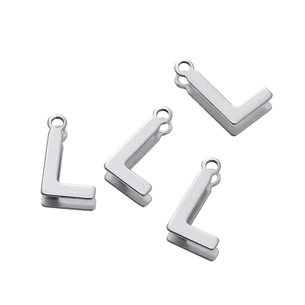 50 Stück Edelstahl 12mm Englische Buchstaben A-Z Anhänger für DIY Halsketten Schmuckherstellung Zubehör