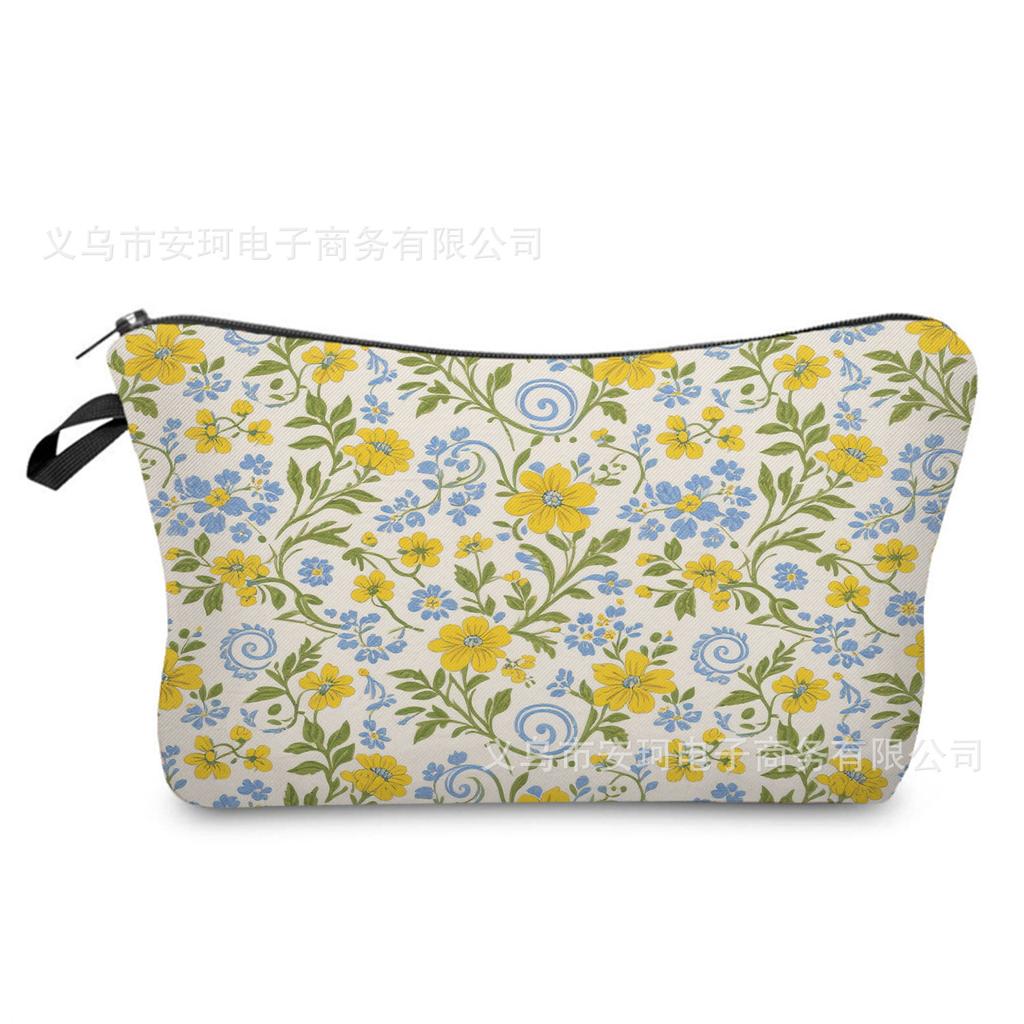 Floral Series Printed Cosmetic Bag, Gift Storage Bag, Practical Toilet Bag