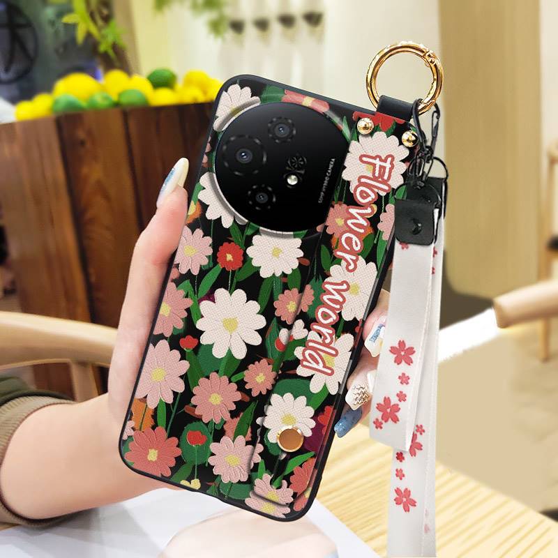 Fashion Design Protective Phone Case For TCL 50 Nxtpaper 5G/50Pro Nxtpaper 5G Wristband Kickstand Dirt-resistant Flower