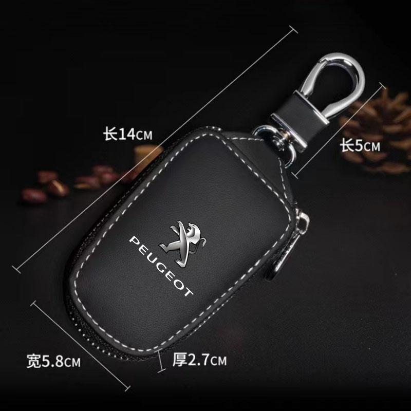 Car Keychain Covers Leather Key Wallets Housekeeper Keys Organizer for Peugeot 206 308 307 207 208 3008 407 508 Auto Accessories