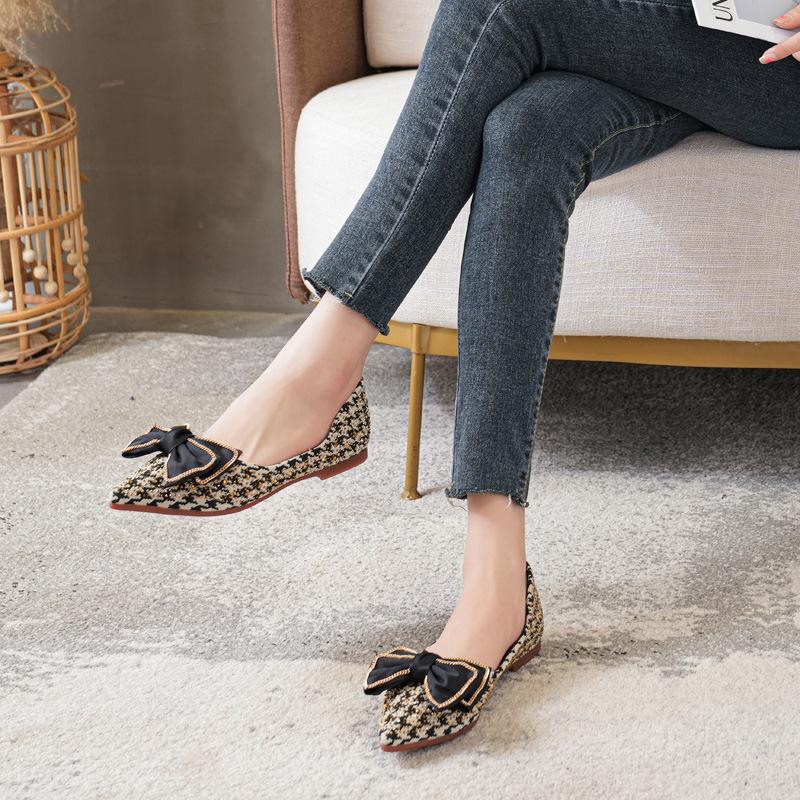 Lässige Ballerinas für Damen, spitze, geschlossene Zehenpartie, flache Schlupfschuhe mit Schleife für Damen, bequeme Ballerinas für die Arbeit, elegante Ballerinas für Hochzeiten und Partys