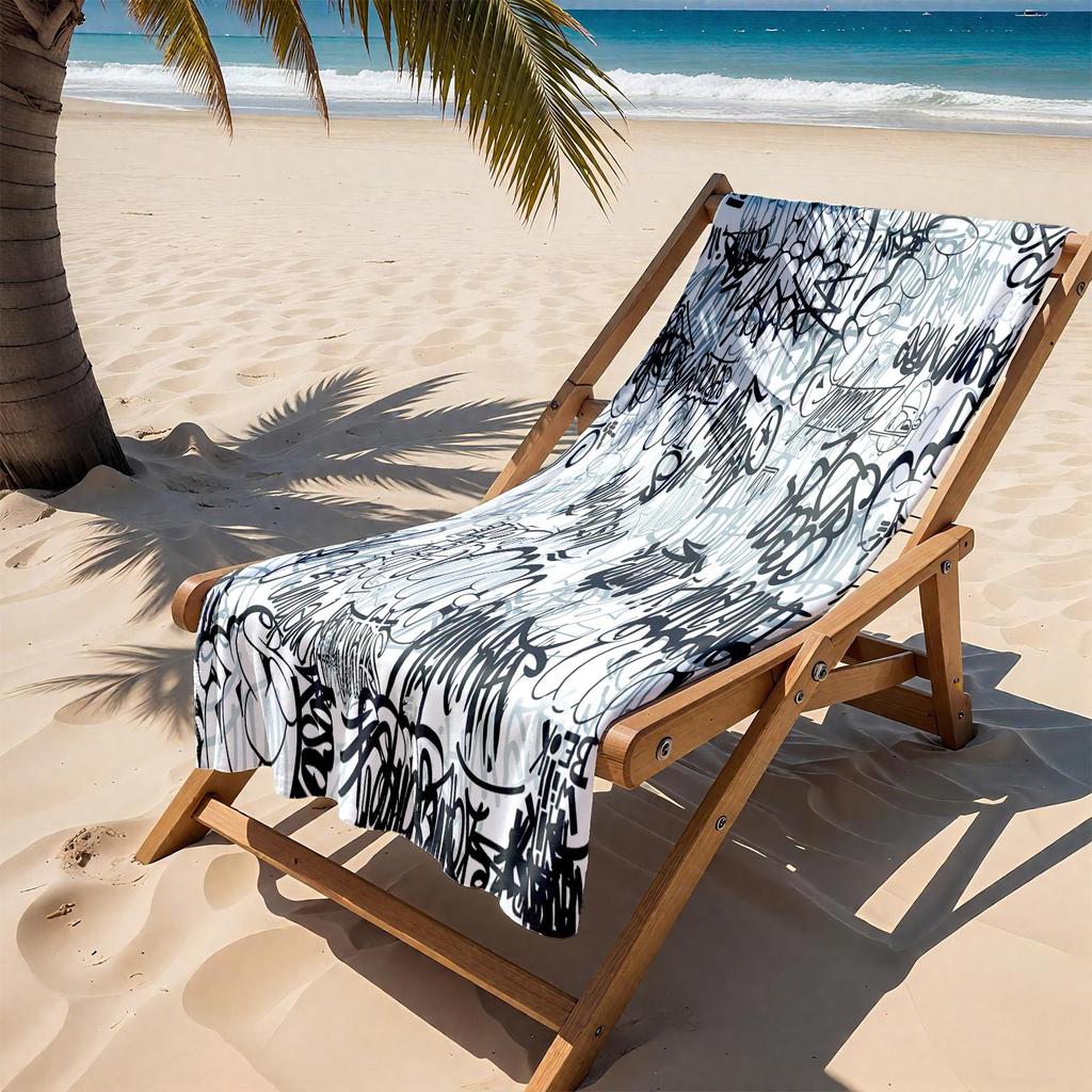 1pc Street Art Graffiti Collage 2D Printed Microfiber Beach Towel, quick dry super absorbent. Great for beach, pool