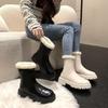 2025 dicksohlige kurze Stiefel Baumwollstiefel warm neue Schneestiefel hohe Samtstiefel große Größe Damen Winterstiefel verdickt