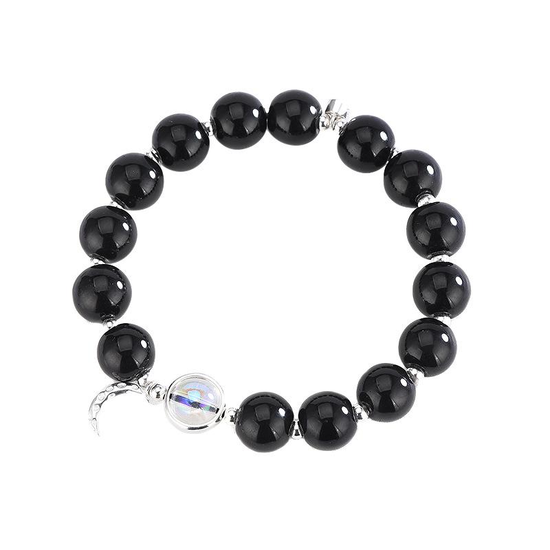 S925 argint Moonstone Crystal Star Luna Magnet Brățară cuplu Brățară obsidian Cadou de Ziua Îndrăgostiților