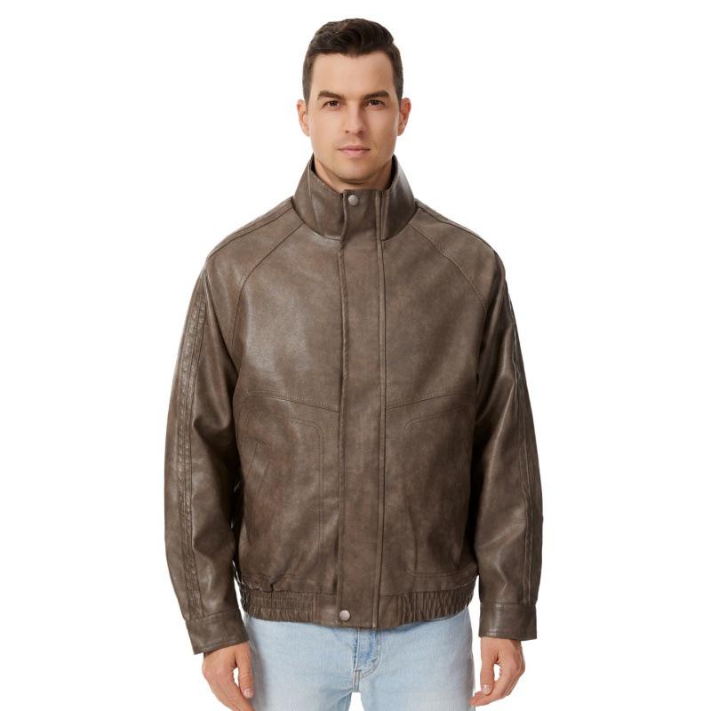 Унисекс кожаная куртка в американском стиле - Модный, универсальный мотоциклетный летный костюм 2XL