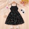 Girls Butterfly Flower Print Mesh Dress Summer Children Fashion Halter Dress