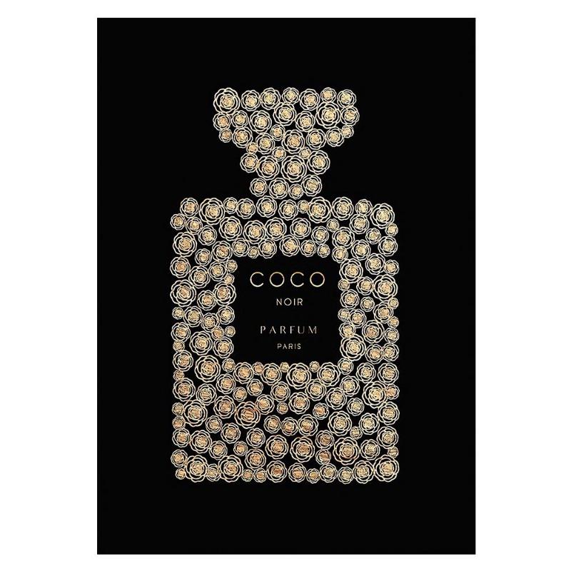 Fashionable luxury bottle of coco perfume, canvas, painting, Scandinavian flower, print poster, wall painting, modern decoration of the room