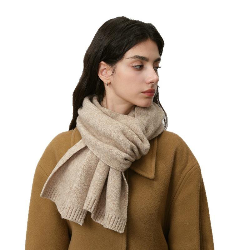 Women Scarf Cold Weather Thermal Neck Wrap Casual Outfit Scarf Solid Color Thickened Warm Knitting Scarf XWJ109