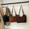 Vintage Suede Handbag Women Commuter Tote Bag Shoulder Underarm Bag