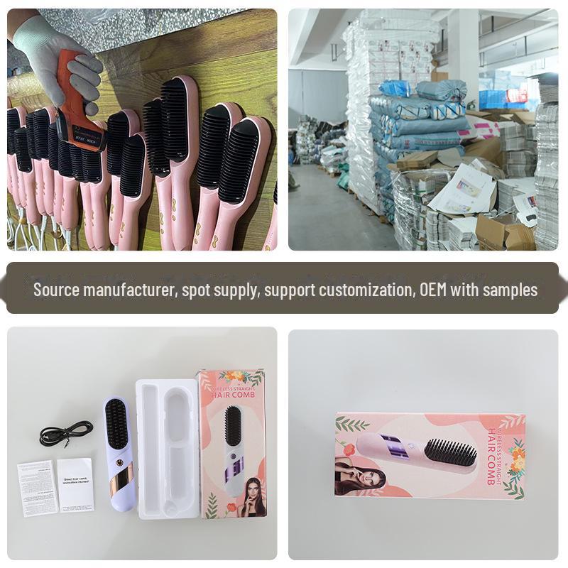 Akumulatorowy Bezprzewodowy Grzebień do Kręcenia i Prostowania: Pielęgnacja włosów jonami ujemnymi, Nieniszcząca, Podwójnego zastosowania, Przenośna i Bezprzewodowa