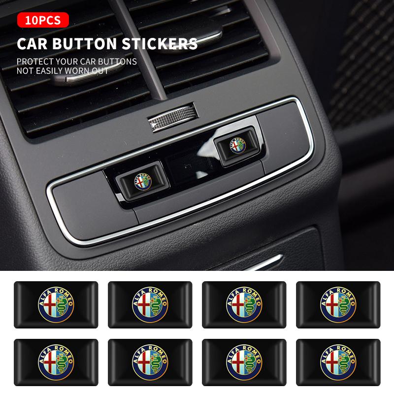 10pcs Epoxy Car Window Lift Button Steering Wheel Stickers For Alfa Romeo giulia stelvio giulietta 159 147 156 166 Accessories