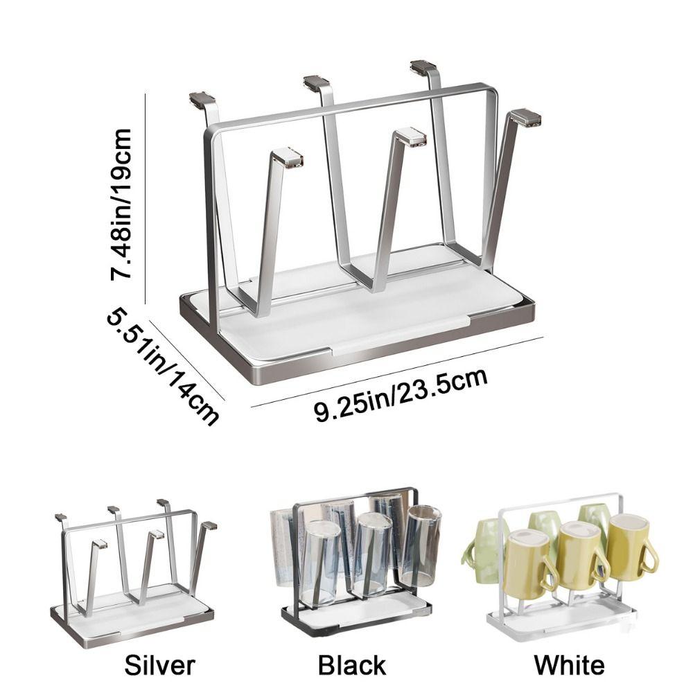Rustfritt Stål Glasskoppstativ Plassbesparende Flasketørkestativ Benkeplate