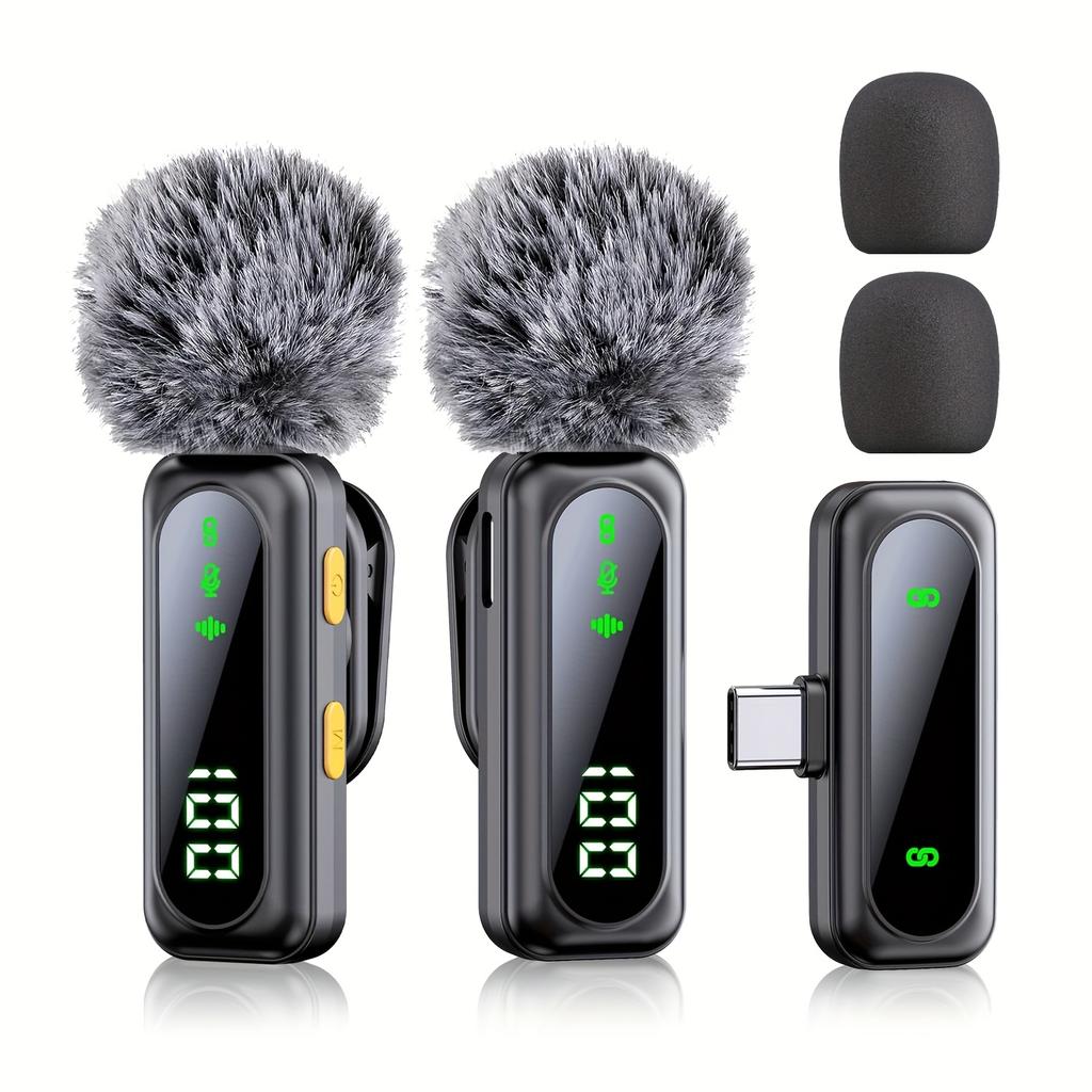 high qualityHITOZON Professional Wireless Lavalier Microphone with LED Power Display, Plug & Play, USB-C, Rechargeable Battery, Ideal for Content