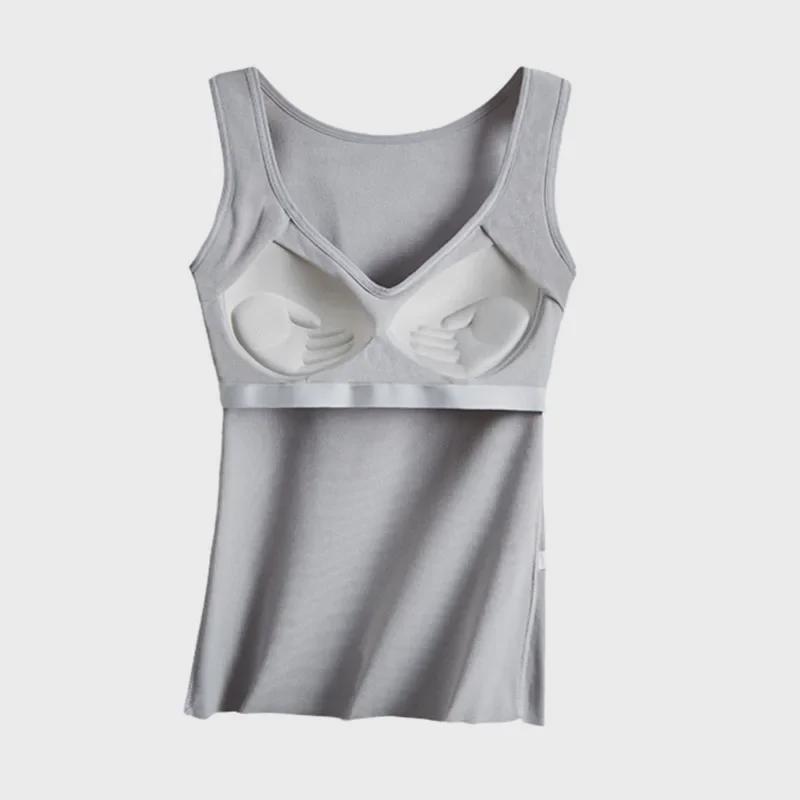 Damen Samt Warme Weste mit Verdickten Brustpolstern, BH-Frei, Herbst/Winter Unterwäsche.