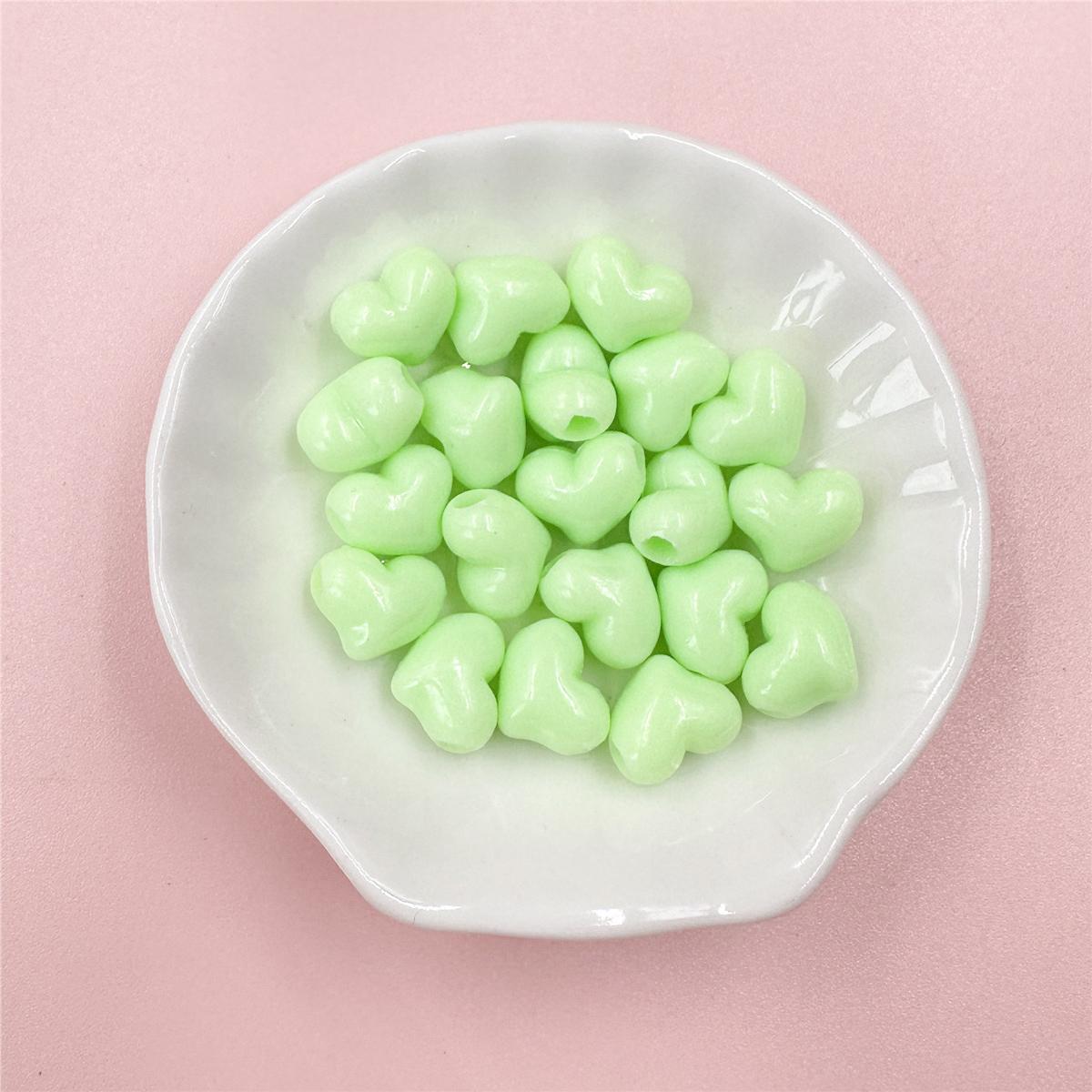 

20 шт., однотонные браслеты из материала ручной работы, аксессуары для изготовления ювелирных изделий, модное сердце, сделай сам, свободные бусины, ожерелье, акрил 10*11,5 мм зелёный