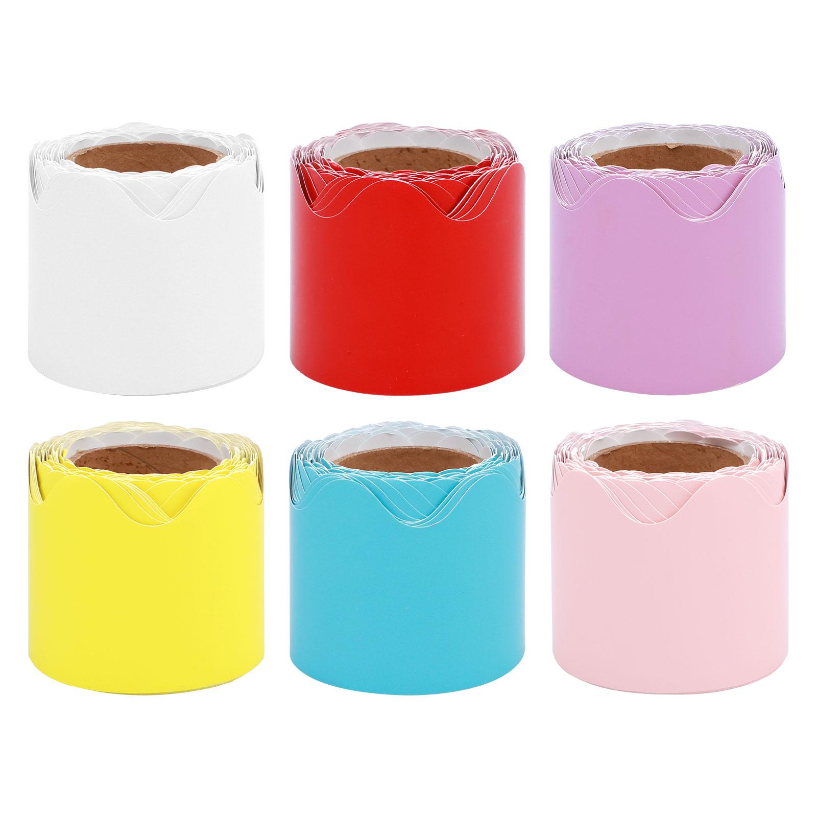 

6 рулонов по 10 м Бордюры для классной доски объявлений Водонепроницаемые 6 цветов Волнистые наклейки для доски объявлений для классных меловых досок