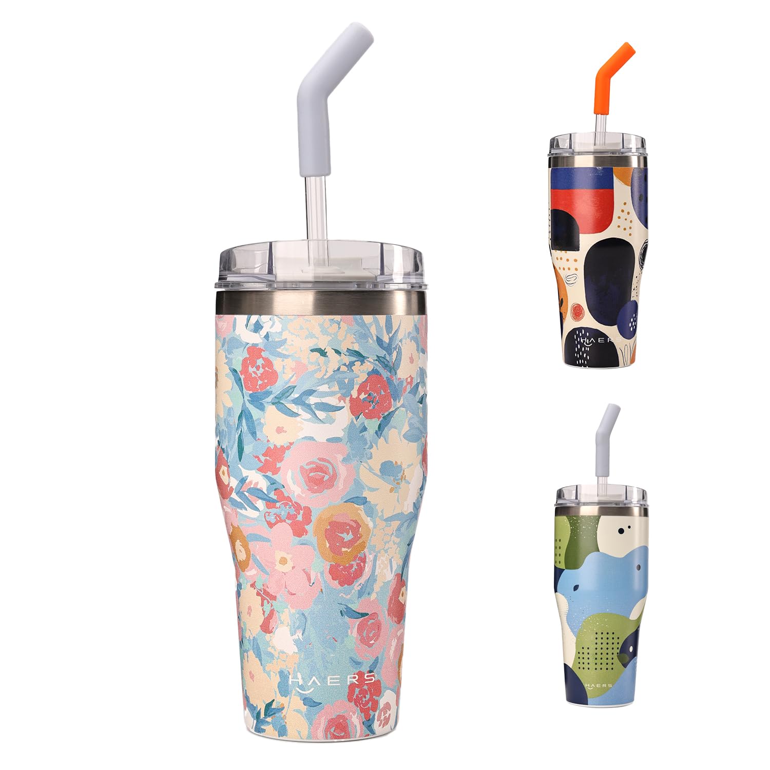 

SANTECO Vacuum Insulated Tumbler, 670ml, with Straw, Screw-on Lid, Stainless Steel, Double Wall, Keeps Drinks Hot or Cold, Spill-Resistant, Wide