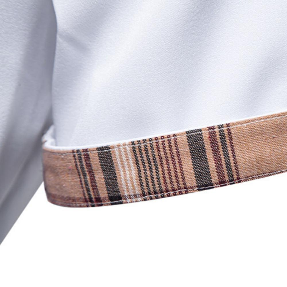 Men's Casual Short-sleeved Dress Shirt Plaid Collar Button-down Shirt