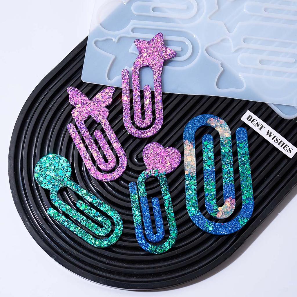 DIY Paper Clip Holder Mirror Silicone Mold for UV Epoxy Resin Bookmark Office Supplies Casting Molds Jewelry Craft Gift Making