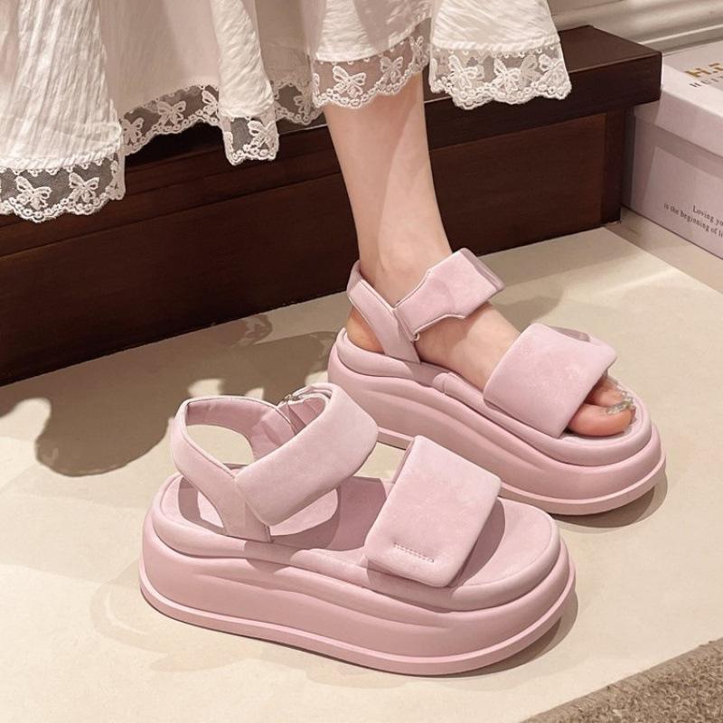 

Stepping on shit sandals women s 2025 summer new versatile simple fashion small thick sole heightening casual beach sandals 35